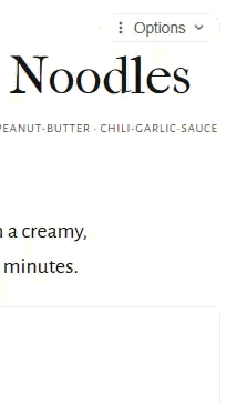 Options dropdown menu expanded