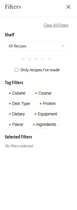 Search page with filter panel open